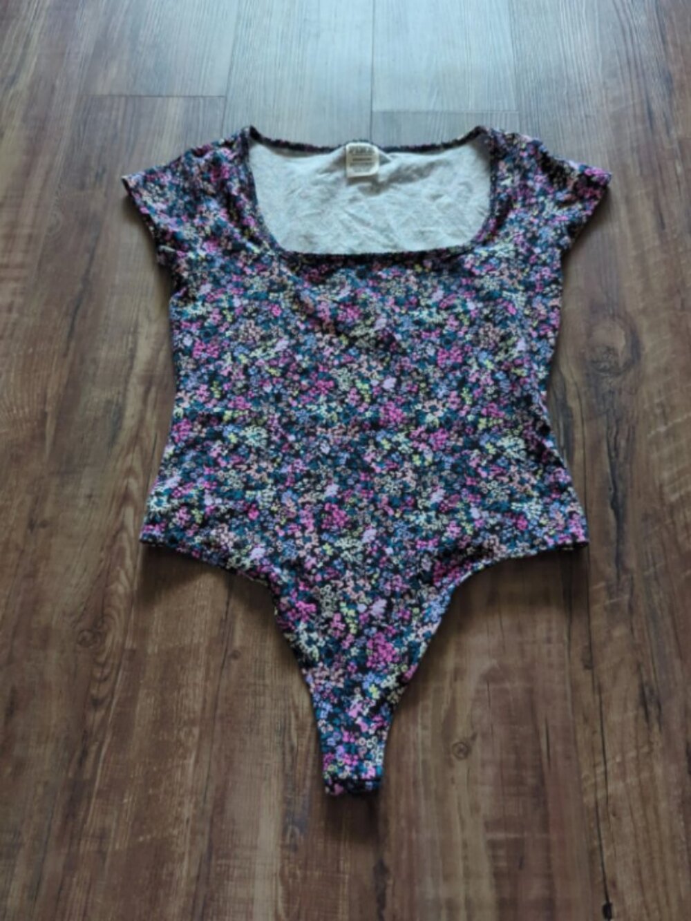 Victoria's Secret PINK Floral Square Neck Bodysuit Size Small